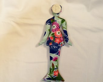 SALE Oriental Treasure cloth art doll form w/face cab 10 in. tall You finish her Bead Decorate