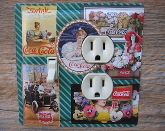 Coke Coca Cola Collectibles Lighting Decor Outlet Switch Plates Covers Combo Made From An Old Tin OLC-1081C-L