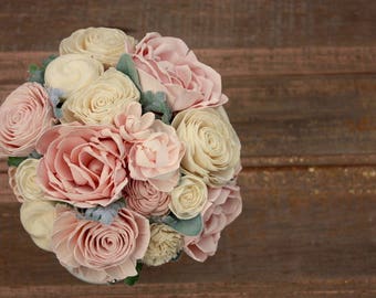 Blush pink wedding bouquet, sola wood flower bouquet, wooden flowers, blush wedding bouquet, eco flowers, paper flower, ecoflower bouquet