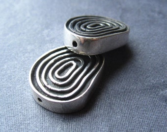 Solid Sterling Silver Spiral Accent Beads - one - drilled