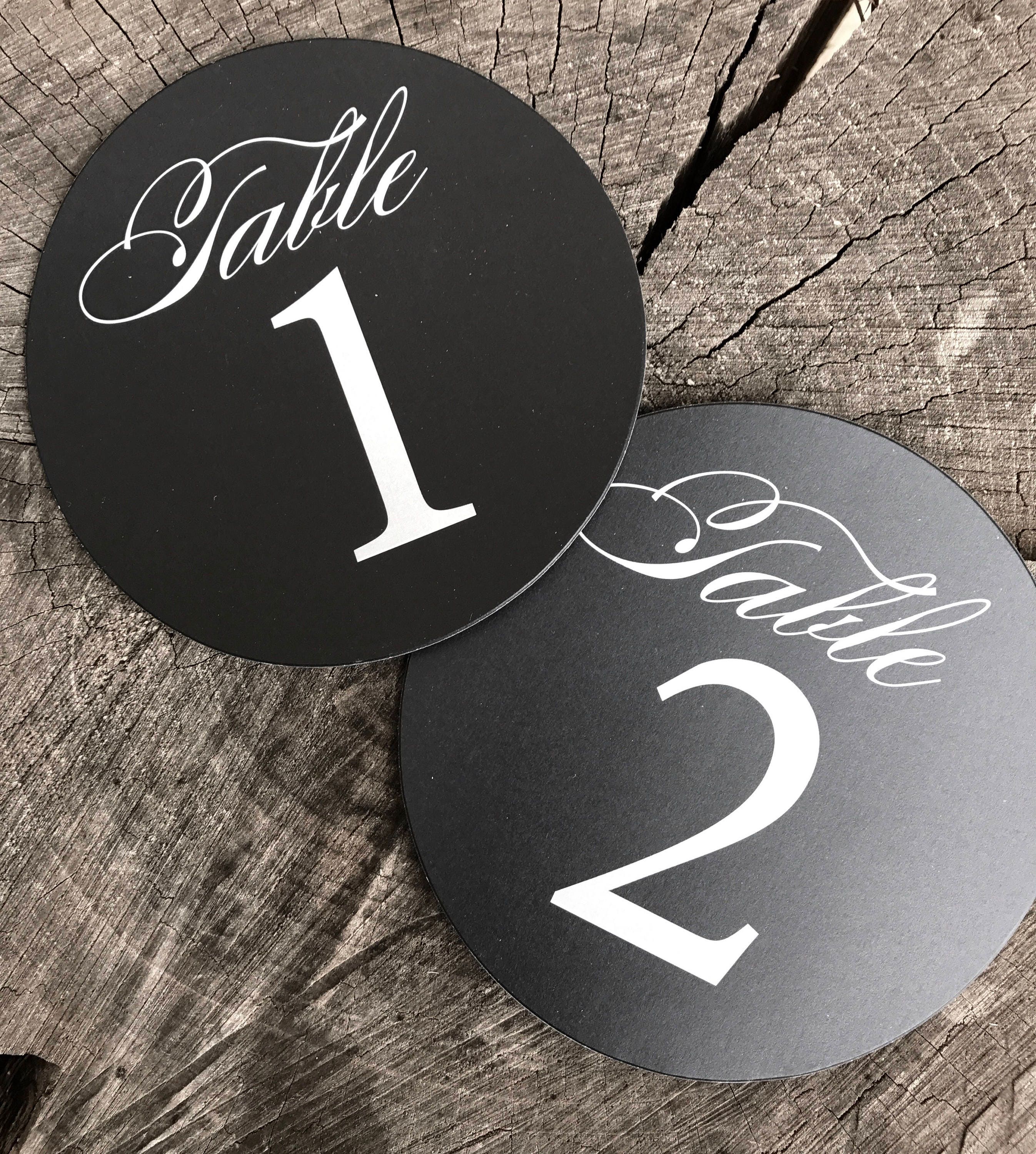 Circle Rustic Table Numbers Numbered Chalkboard Look Round Circle Rustic Table Numbers Numbered Chalkboard Look Round Number Cards Black And White