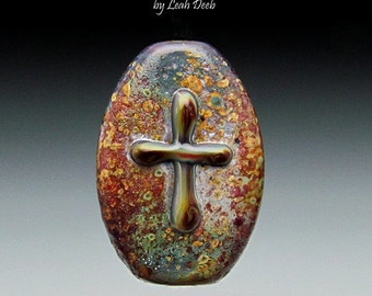 Handmade Glass Beads of Passion Focal - OOAK Old Rugged Cross - Organic