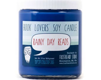 Rainy Day Reads - Book Candle - Book Lover Gift - Scented Soy Candle - Frostbeard Studio - Spring Rain - 8oz jar