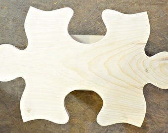 Solid Unfinished Wood Puzzle Piece Shaped Connection.