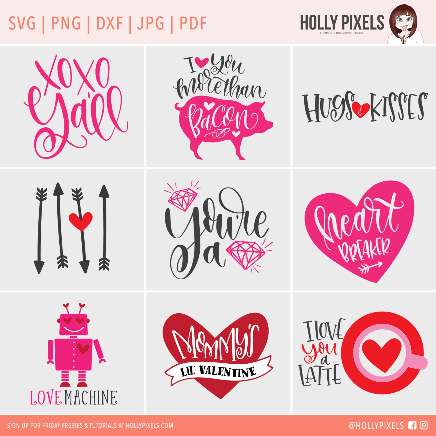 Valentines Day SVG Files Bundle for Home Decor or Tshirts