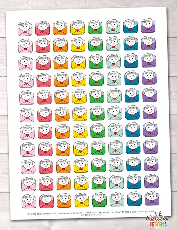 printable kawaii happy mail planner stickers pdf instant