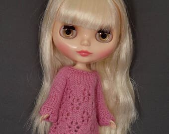 BLYTHE DRESS, Blythe Outfit Blythe Dress, Blythe clothes, Blythe knitted Dress, Blythe pink dress