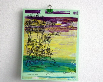 CLIFFHANGER #23 colorful summer beach print in vibrant hues by Kathryn DiLego