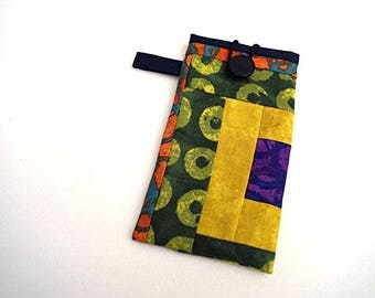 Colorful Fabric Eyeglasses Case, Modern Patchwork Sunglasses Pouch