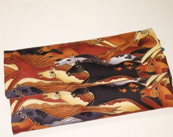 Wild Horses in Brown Wallet / Wristlet / Clutch / Cell phone / Check Book / Money / Credit Card / Coin / Laurel Burch Fabric