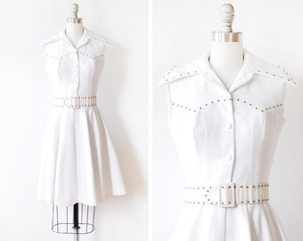 white mod dress, vintage 70s mod scooter dress, 1970s sleeveless dress, extra small
