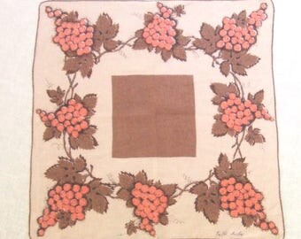 Faith Austin Linen Handkerchief Grapes