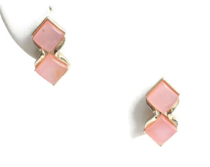 Coro Pink Thermoset Plastic Moonglow Lucite Earrings Vintage