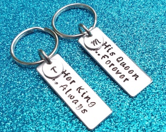 Couples Keychains-Her King His Queen-Forever-His & Hers Keychains-Couples Gift-Gift for him-Gift for her-handstamped key chains-personalized