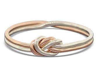 Knot Engagement Ring • Knot Promise Ring • 14k Gold and Sterling Silver Celtic Knot Ring