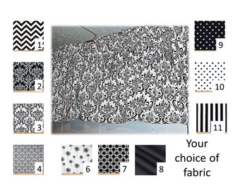 Black & White Valance or Curtains in your choice of fabric - Lined or Unlined - FREE Domestic Ship