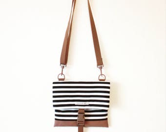 Canvas Crossbody Bag, Crossbody Bags for Travel, Travel Bag, Foldover Crossbody bag, Shoulder Bag, Hip Bag, Fold Over, Striped Bag