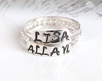 Custom Name Ring - Sterling Silver - Stackable Name Rings - Personalized Ring