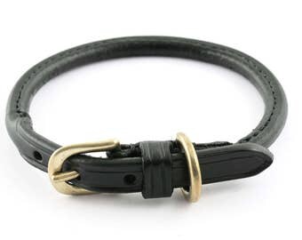 Rolled Leather Dog Collar - size XS