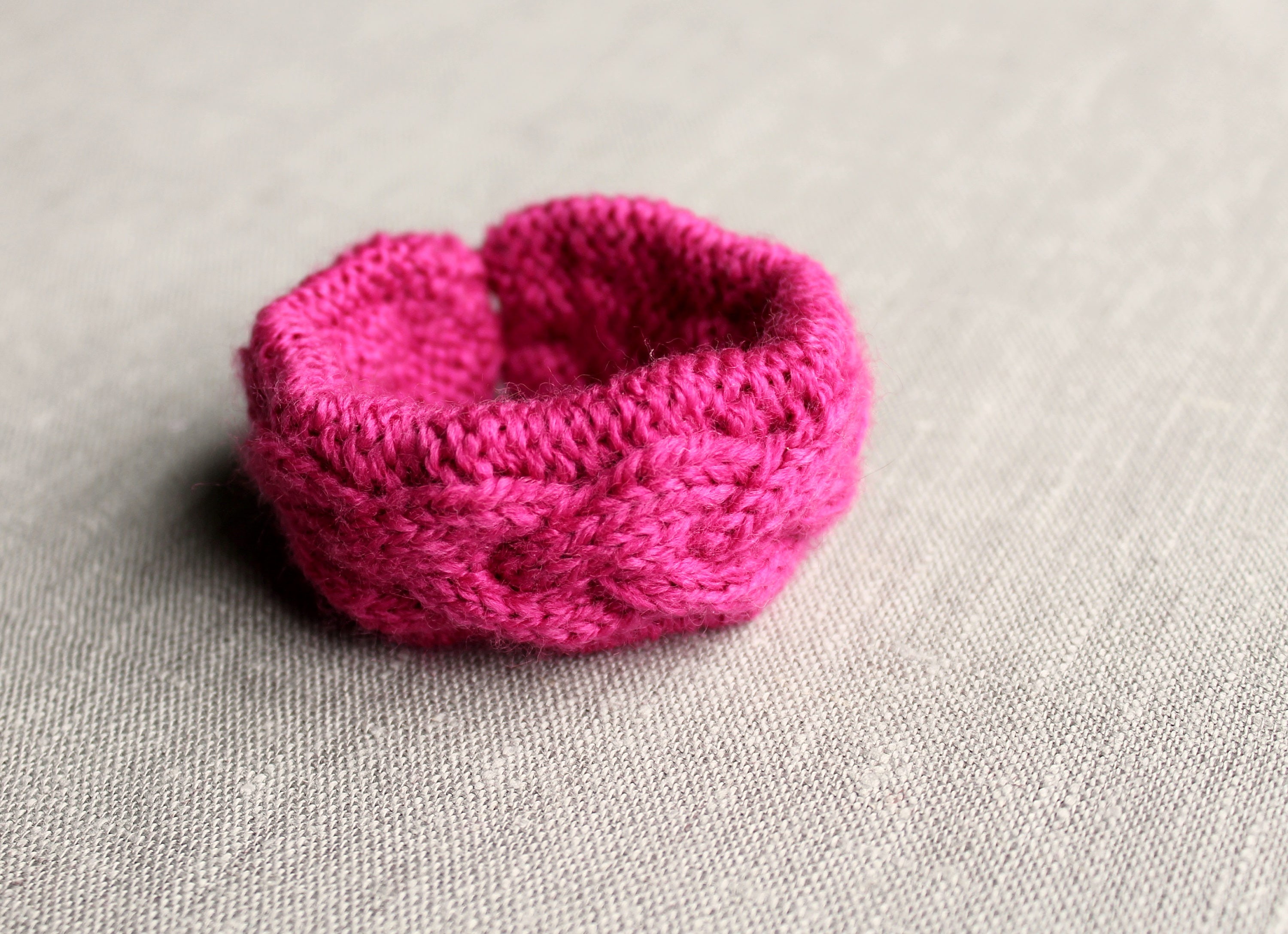 Knitted Pink Yarn Bracelet Knit Jewelry