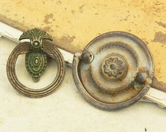 2 Salvaged Vintage Drawer Cabinet Knobs Pulls Handles Vintage Hardware DIY Repurpose