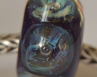 Unique Handmade Lampwork Glass European Charm Bead - SRA - Fits all charm bracelets - Silver Core Options