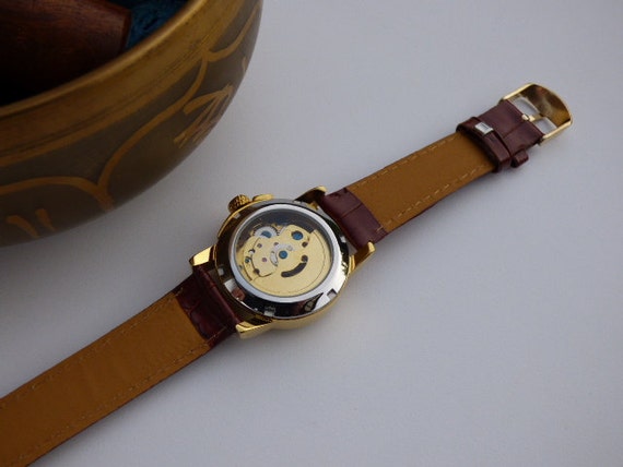 Classic Gold-tone Automatic Mechanical Wrist Watch with Black