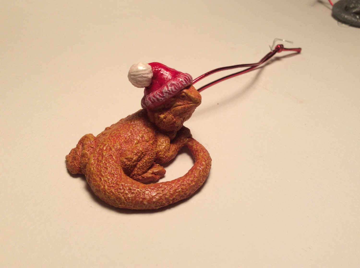 Bearded Dragon Christmas ornament terra cotta finish