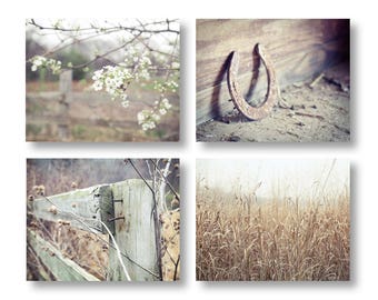 Farmhouse Decor, Country Decor, Rustic Home Decor, Set of 4 Rustic Prints, Rustic Country Landscape Prints, Farm Art Rustic Farmhouse Prints
