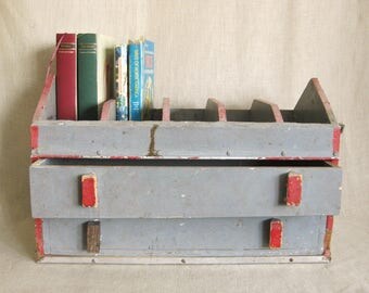 Vintage Folk Art Chest of Drawers, Tool Cabinet, Storage, Organization, Desk Box, Large Wooden Box, Chippy, Rustic Decor, Cabin, Bedside