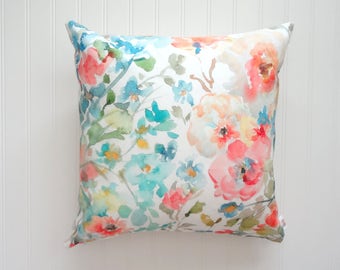 NEW! Garden Fleurs No2 Pillow Cover, Watercolor Floral Pillow Covers, Designer Fabric, 18x18, 20x20 or Lumbar Sizes