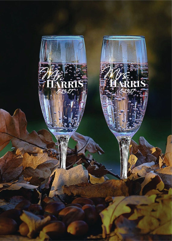 Personalized Mr And Mrs Champagne Flutes Champagne Glasses