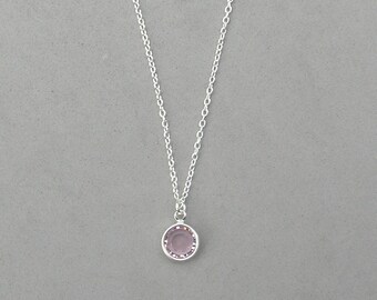 8 mm June Birthstone- Light Amethyst Drop Necklace