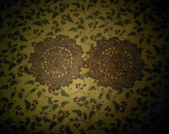 4 Grungy 4" Walnut Ink Tea Stained Cotton Doilies Primitive Crafts
