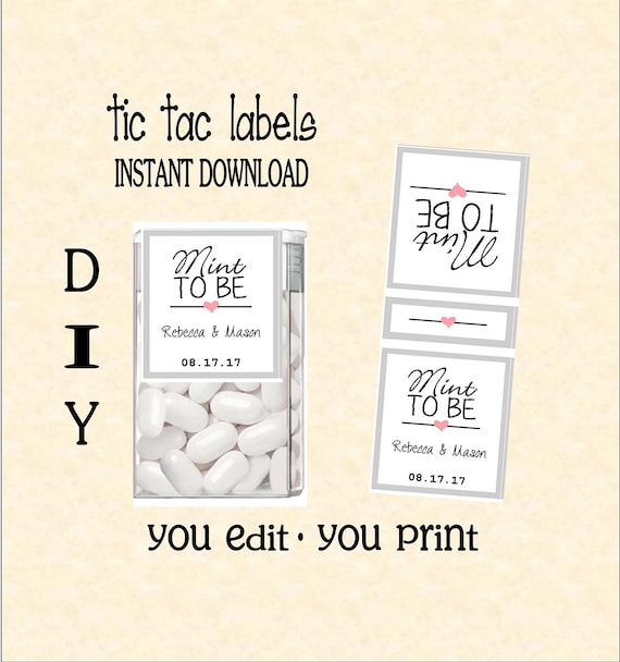 Tic tac labels Mint to be Wedding do it yourself Instant