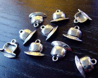 Destash (10) Indiana HATS Charms - for pendants, jewelry making, crafts, scrapbooking