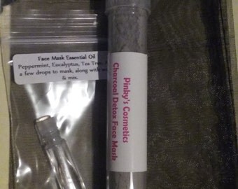Activated Charcoal Face Mask with Dead Sea Clay & Essential Oils ~Peppermint Scent 100% Natural ~ Set