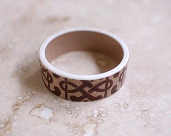StayGoldMaryRose - Stylish speckled neutral glazed tribal pattern teacup bangle. (Large fit)