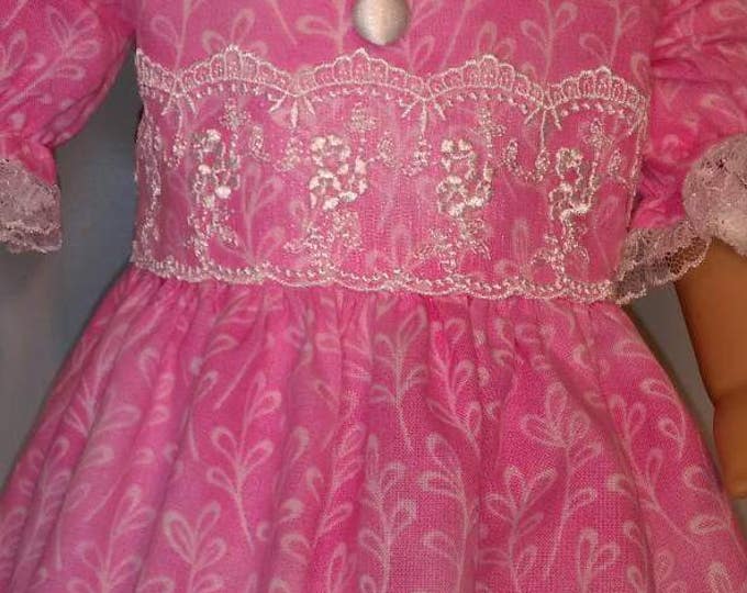 Pretty pink Easter short sleeve dress fits 18 inch dolls