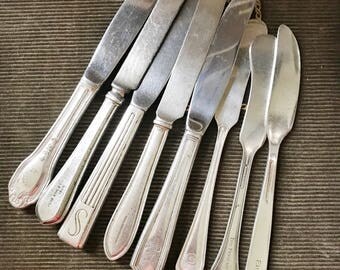 Set of 8 Vintage Hotel Silver Butter Knives