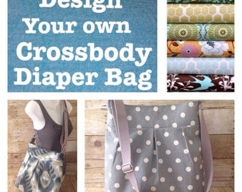 Custom Crossbody Diaper Bag - Pleated Bag with adjustable strap- Choose your own fabric - Custom Diaper Bag