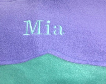 mermaid tail blanket - personalized mermaid tail blanket - custom mermaid tail - mermaid tail blanket kids - embroidered mermaid blanket