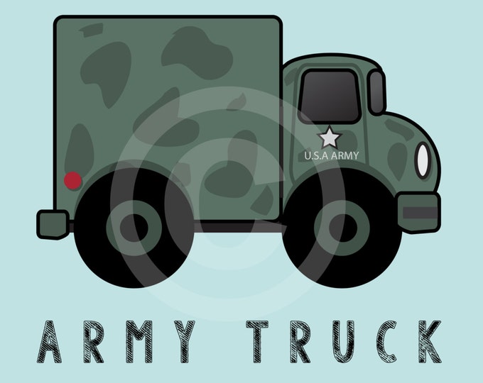 Army Truck Kid's Bedroom Wall Art - Military Boys Room Decor - Army Men Room Decor - Camo Nursery Decor