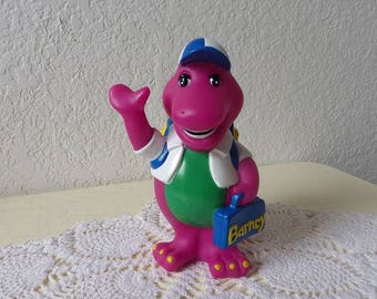 Barney The Purple Dinosaur Piggy Coin Bank 1992 Made of Rubber, Seven Inches Tall.