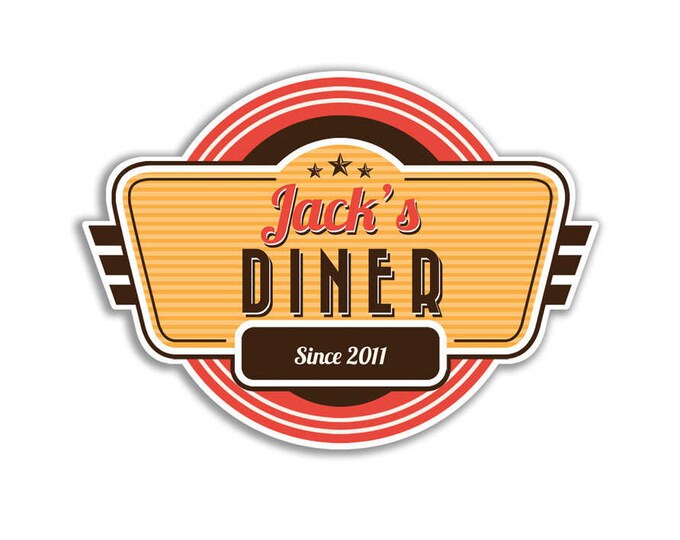 Retro Diner Party Sign, Customizable Name, I will customize, Print your own, Retro Diner Sign, Diner Party, 60s Diner, Backdrop, A3 Size