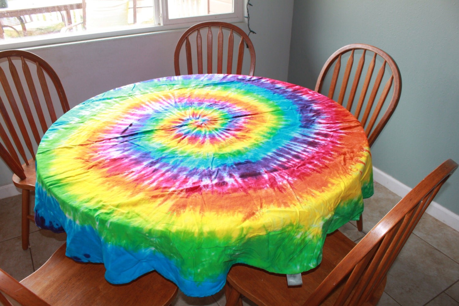 Tie dye Round Tablecloth by DoYouDreamOutLoud on Etsy
