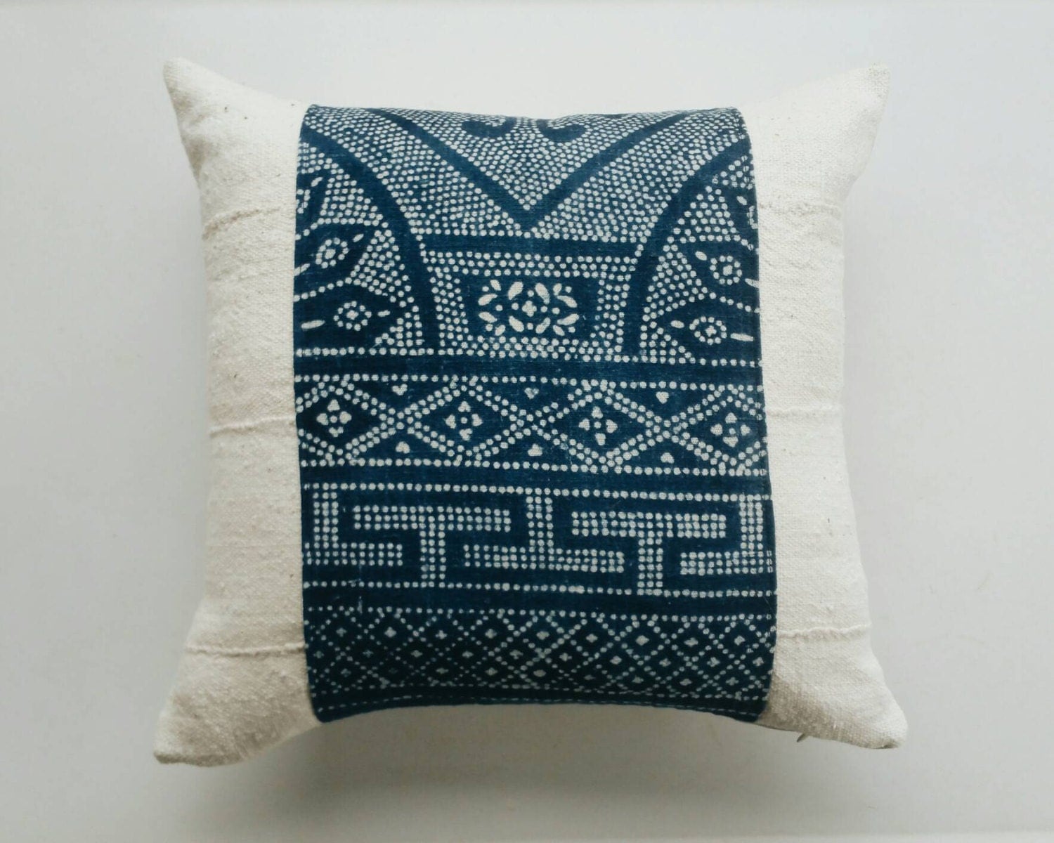 Batik Indigo Pillow Cover Chinese Batik and Mudcloth Pillow