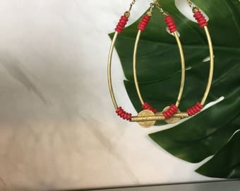 African tribal earrings - african earrings - beaded hoops - ethnic jewelry - african jewelry - tribal jewelry - african earrings - jewelry