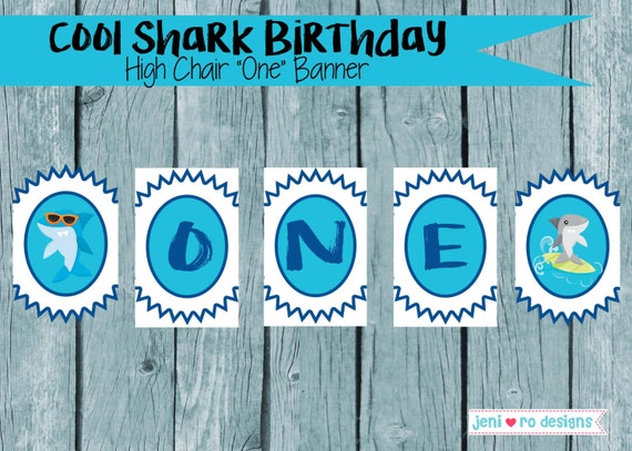 Items Similar To Cool Shark Birthday Party Printable High Chair Banner 