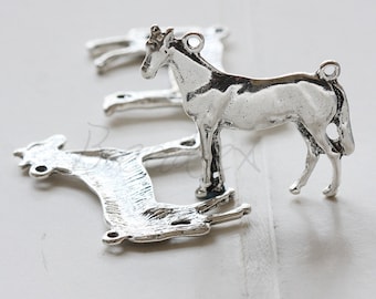 4 Pieces / Horse / Oxidized Silver Tone / Base Metal / Charm (Y26084//K296)
